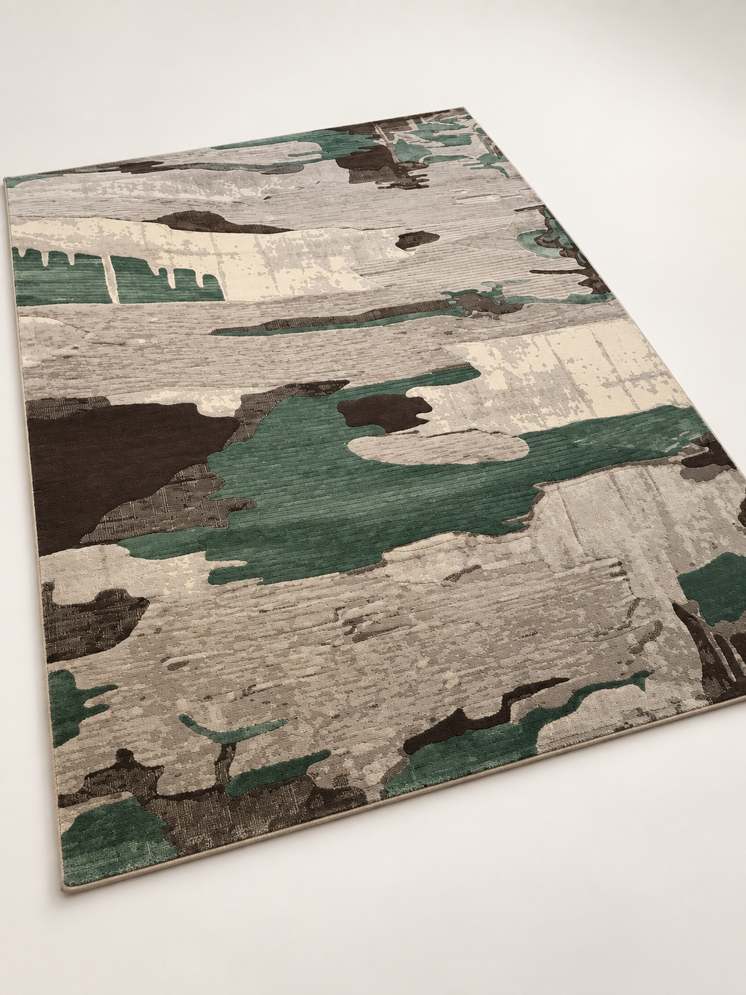 Teal & Grey Abstract Modern Area Rug – full view