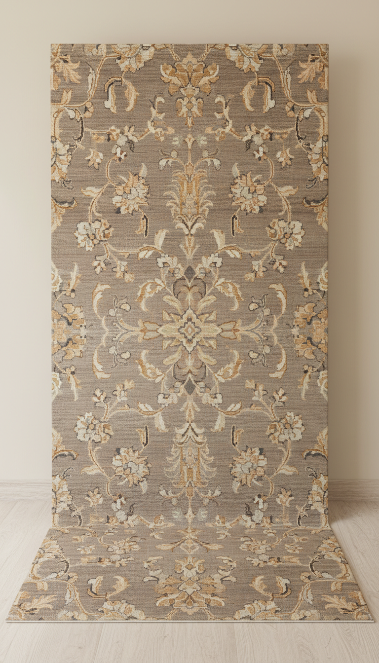 Vintage oat Persian floral rug