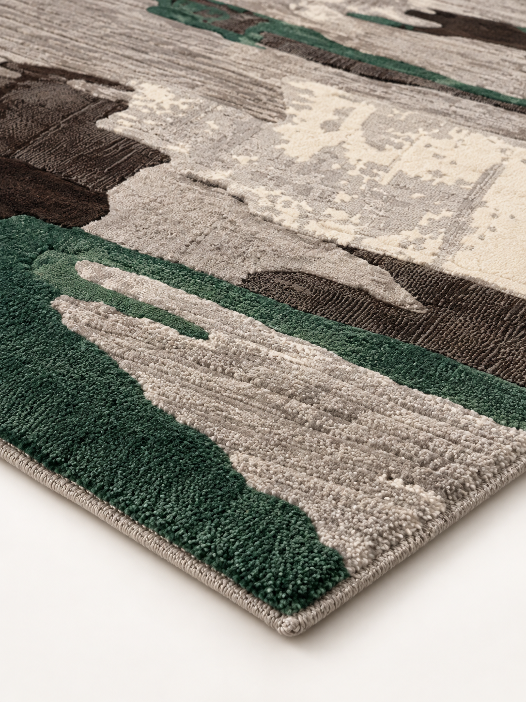 Teal & Grey Abstract Modern Area Rug – pile detail closeup