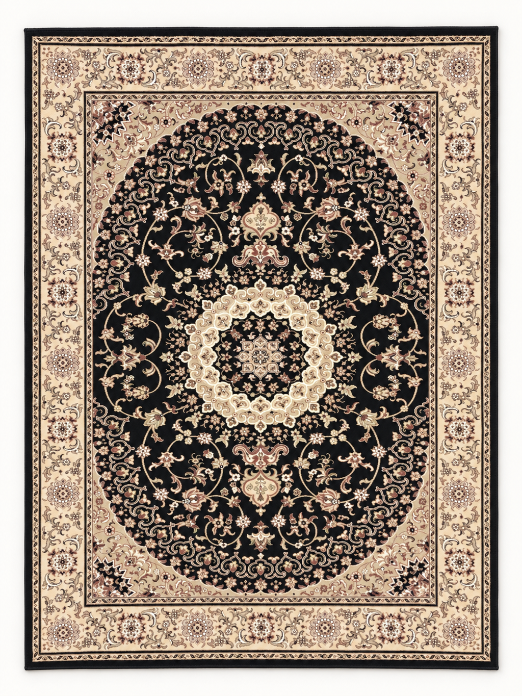 Black Persian Medallion Area Rug – product shot